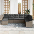 Gartensofa-set mit Kissen mit Speicher 8 pcs Grau Poly-Rattan