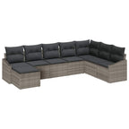 Gartensofa-set mit Kissen mit Speicher 8 pcs Grau Poly-Rattan