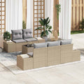 Gartensofa-set mit Kissen 6 pcs Beige und Grau Poly-Rattan