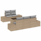 Gartensofa-set mit Kissen 6 pcs Beige und Grau Poly-Rattan