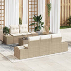 Gartensofa-set mit Kissen 6 pcs Beige und Creme Poly-Rattan