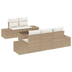 Gartensofa-set mit Kissen 6 pcs Beige und Creme Poly-Rattan