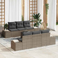 Garten-Sofa-Set mit Kissen mit Speicher 8 pcs Grau Poly-Rattan