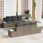 Garten-Sofa-Set mit Kissen mit Speicher 8 pcs Grau Poly-Rattan