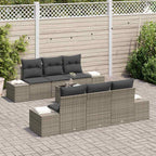 Garten-Sofa-Set mit Kissen mit Speicher 8 pcs Grau Poly-Rattan