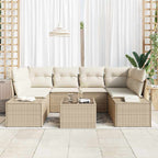 Gartensofa-set mit Kissen 8 pcs Beige und Creme Poly-Rattan