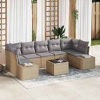 Gartensofa-set mit Kissen 8 pcs Beige und Grau Poly-Rattan