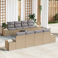 Garten-Sofa-Set mit Kissen 8 pcs Beige und Grau Poly-Rattan