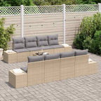 Garten-Sofa-Set mit Kissen 8 pcs Beige und Grau Poly-Rattan