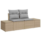 Garten-Sofa-Set mit Kissen 8 pcs Beige und Grau Poly-Rattan