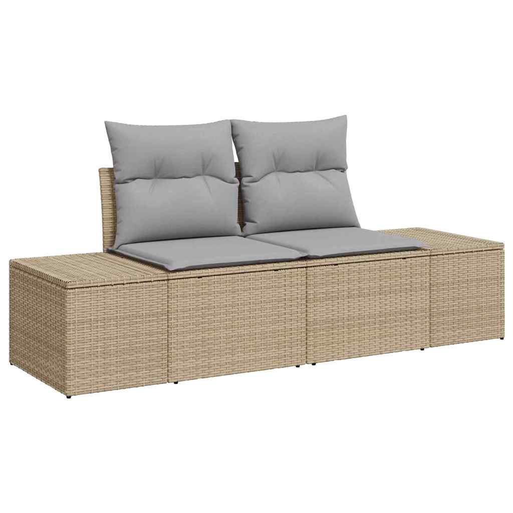 Garten-Sofa-Set mit Kissen 8 pcs Beige und Grau Poly-Rattan