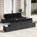 Garten-Sofa-Set mit Kissen 8 pcs Schwarz Poly-Rattan