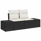 Gartensofa-set mit Speicher 5 pcs Schwarz und Creme Poly-Rattan