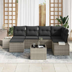 Garten-Sofa-Set mit Kissen 6 pcs Hellgrau Poly-Rattan