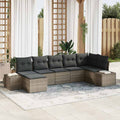 Garten-Sofa-Set mit Kissen mit Speicher 7 pcs Grau Poly Rattan