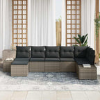 Garten-Sofa-Set mit Kissen mit Speicher 7 pcs Grau Poly Rattan