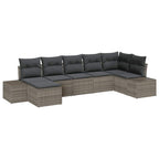 Garten-Sofa-Set mit Kissen mit Speicher 7 pcs Grau Poly Rattan