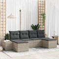 Garten-Sofa-Set mit Kissen 4 pcs Hellgrau Poly-Rattan