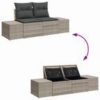 Garten-Sofa-Set mit Kissen 4 pcs Hellgrau Poly-Rattan