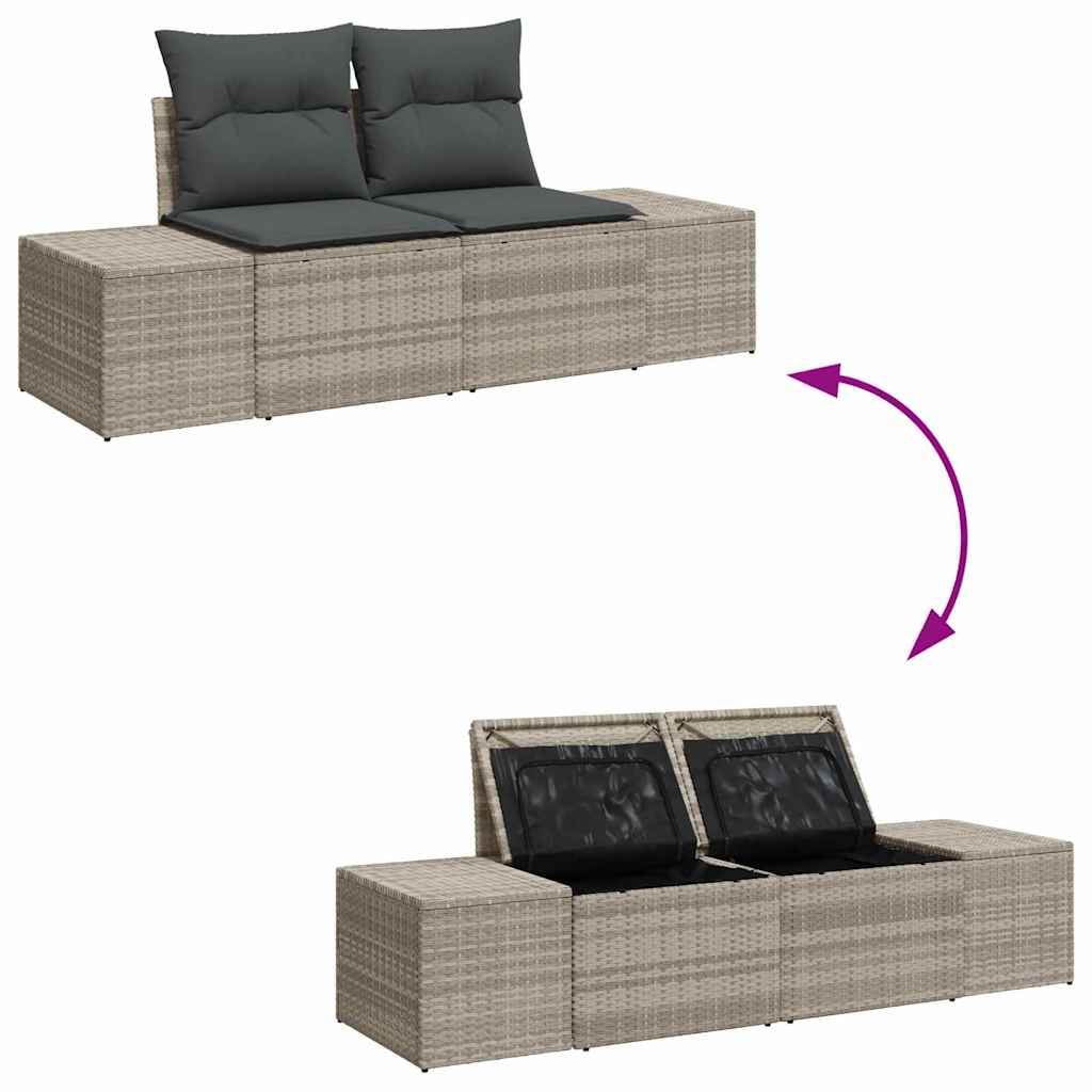Garten-Sofa-Set mit Kissen 4 pcs Hellgrau Poly-Rattan