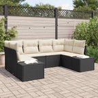 Gartensofa-set mit Speicher 6 pcs Schwarz und Creme Poly Rattan