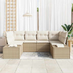 Gartensofa-set mit Speicher 6 pcs Beige und Creme Poly Rattan