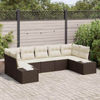 Gartensofa-set mit Speicher 7 pcs Braun und Creme Poly Rattan