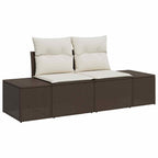 Gartensofa-set mit Speicher 7 pcs Braun und Creme Poly Rattan