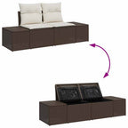 Gartensofa-set mit Speicher 7 pcs Braun und Creme Poly Rattan