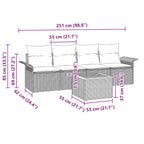Gartensofa-set 5 pcs Grau und Marineblau Poly-Rattan