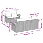 Gartensofa-set mit Speicher 6 pcs Beige und Creme Poly-Rattan