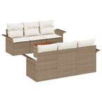 Gartensofa-set mit Speicher 7 pcs Beige und Creme Poly-Rattan