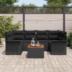 Gartensofa-set mit Speicher 7 pcs Schwarz Poly-Rattan