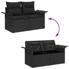 Gartensofa-set mit Speicher 7 pcs Schwarz Poly-Rattan