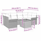 Gartensofa-set mit Speicher 7 pcs Schwarz Poly-Rattan