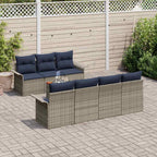 Gartensofa-set 8 pcs Grau und Marineblau Poly-Rattan