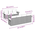 Gartensofa-set 8 pcs Grau und Marineblau Poly-Rattan