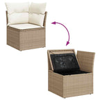 Gartensofa-set mit Speicher 8 pcs Beige und Creme Poly-Rattan