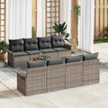 Gartensofa-set mit Speicher 9 pcs Grau Poly-Rattan