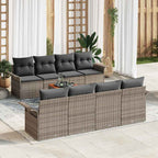 Gartensofa-set mit Speicher 9 pcs Grau Poly-Rattan