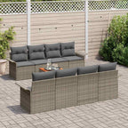Gartensofa-set mit Speicher 9 pcs Grau Poly-Rattan