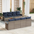 Gartensofa-set 9 pcs Grau und Marineblau Poly-Rattan