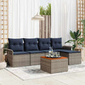 Gartensofa-set 6 pcs Grau und Marineblau Poly-Rattan