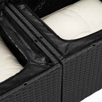 Gartensofa-set mit Speicher 5 pcs Schwarz und Creme Poly-Rattan