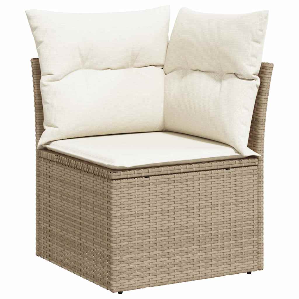 Gartensofa-set mit Speicher 6 pcs Beige und Creme Poly-Rattan
