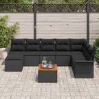 Gartensofa-set mit Speicher 9 pcs Schwarz Poly-Rattan