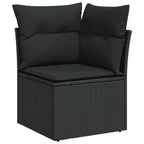 Gartensofa-set mit Speicher 9 pcs Schwarz Poly-Rattan