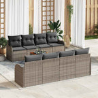Gartensofa-set mit Speicher 9 pcs Grau Poly-Rattan