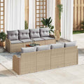 Gartensofa-set 9 pcs Beige und Hellgrau Poly-Rattan