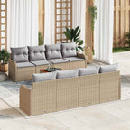 Gartensofa-set 9 pcs Beige und Hellgrau Poly-Rattan